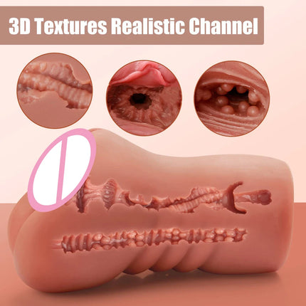 2 in 1 Pocket Pussy Male Masturbator with Sex Doll with 3D Realistic Textured Real Vaginal Tight Anal Valentine's Day ﻿