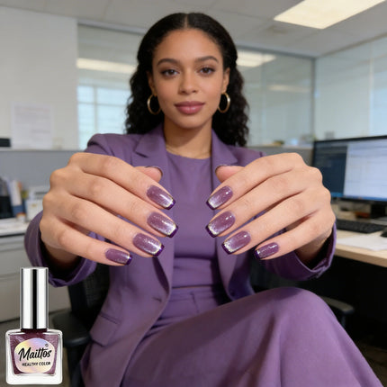 WA516 Grape 12ml No-bake Cat's Eye Water-based Nail Polish, Oderless, With a magnet, dry quickly No need UV lamp, easy to tear