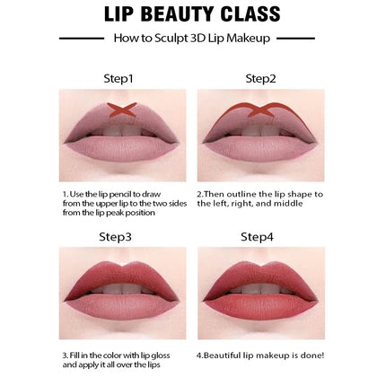 14 Colors Matte Lipstick Pencil Long-lasting Waterproof Lip Pencils High Pigmented Lips Liner Lip Beauty Make Up Tools Nude Pink