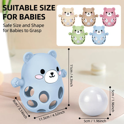 TYRY.HU 1PC Ringing Bell Baby Teether Glove Cute Bear Shape Teether Toy Silicone Care Molar Anti-eating Hand Baby Education Toy