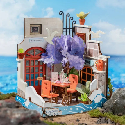 Rolife DIY Miniature House Fancy Tea Yard Kit Muse Bookshop Kit Century Postoffice Kit Sea Holiday Restaurant for Adult