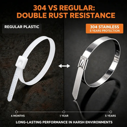 20Pcs&100Pcs 304 Stainless Steel Cable Zip Ties 4.6mm Heavy Duty Self Lock Metal Straps For Exhaust Marine Car Wiring