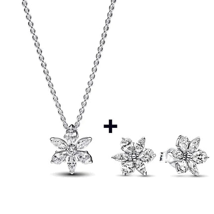 2025 New Birthday Day Gift S925 Silver Earrings Heart &Infinity Knot Jewellery Set Pink Bow Earrings Original Women Jewelry