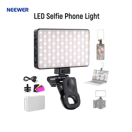 NEEWER LED Selfie Phone Light, Rechargeable 2500-9000K Clip On Fill Light ,CRI95+ Dimmable Video Conference Lighting for iPhone