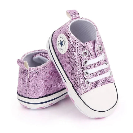 2024 Newborn Sequined Canvas Baby Sneakers Casual Baby Boys Girls Toddler Multi-Color Soft Sole Non-slip Walking Shoes