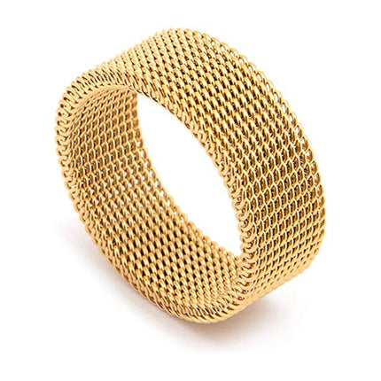 2025 Fashion New Mens Modern Stainless Steel Mesh Band Ring 4mm 8mm Wide For Men Women Retro Jewelry Gift Wholesale