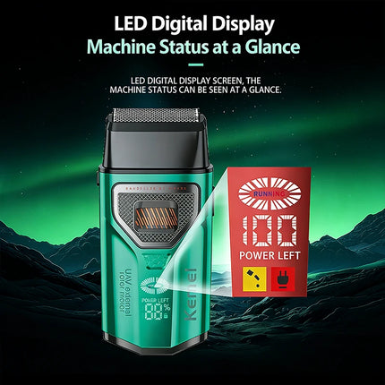 KEMEI KM-T299 Beard Trimmer Professional Double Foil Shaver LCD Display Shaver External Rotor Brushless Motor Beard Trimmer Men