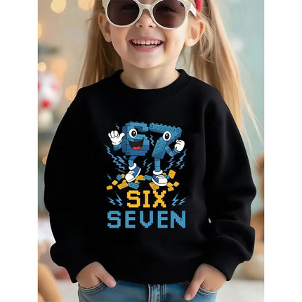 Children's Six Seven 67 Brainrot Crew Neck Hoodies Funny Sweatshirts for Boys Girls Unisex Hoody Manga Kids Streetwear Clothes