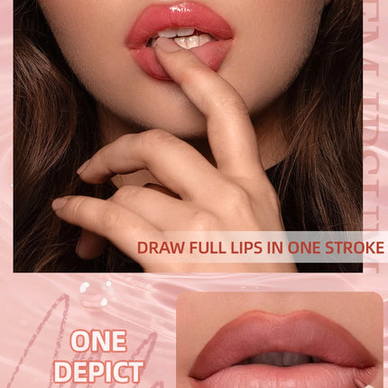 Double Head Mirror Lip Glaze 2 in 1 Lipliner Pen Water Light Lip Gloss Makeup Set Matte Velvet Lip Liner Pencil Contour Cosmetic