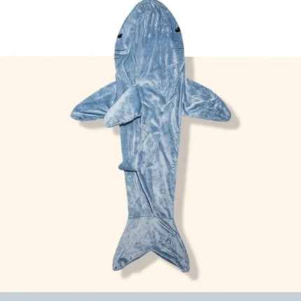 Cartoon Shark Blanket Plaid Gown Sleeping Bag Women Pajamas Adult Blanket Flannel Shark Nightrobe Comfy Bathrobe Homewear Gift