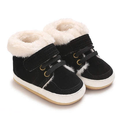 HAIZHIW 0-18M NEW Winter Baby Boys Girls High Tops Sneakers Rubber Anti-Slip Sole Fleece for Warmth Infant Newborn Shoes