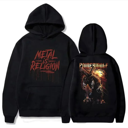 Power Meta Rock Band Powerwolf Graphic Print Hoodie Men Women Oversized Pullover New Fashion Streetwear Hip Hop Style Sweatshirt