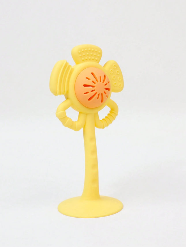 1PK Silicone Flower Suction Toy. Rattle & Sensory Teether for Babies. BPA-Free, Safe & Perfect for Fine Motor Skills.