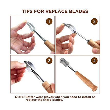 Wooden Handle Sourdough Bread Scoring Lame Bread Slashing Tool With 5Pcs Blades Bakers Lame Dough Scoring Knife