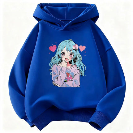 Japanese Style Anime Girl Design Children's Hoodie Sweatshirt Cute Harajuku Hoody for Boys Girls Autumn Winter Casual Hoodies