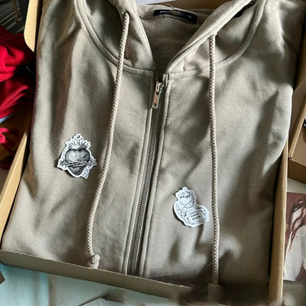 Pink Sweet Oversized Hoodie Autumn Long Sleeve Hooded Zip-up Cotton Sweatshirt Casual Simple Preppy Style Cute Hoodies Top Woman