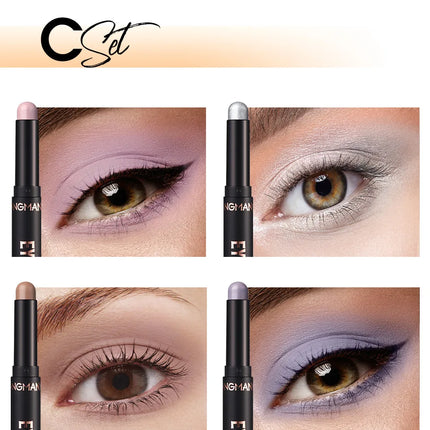 16 Vibrant Metallic Eyeshadow Sticks Waterproof Long Lasting Satin Finish Professional Makeup Pencil Set 8 Colors