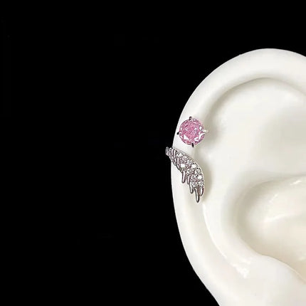 LATS 1pcs Silver Color Wing Ear Bone Nail for Women New Fashion Zircon Earrings Accessories Fashion Jewelry
