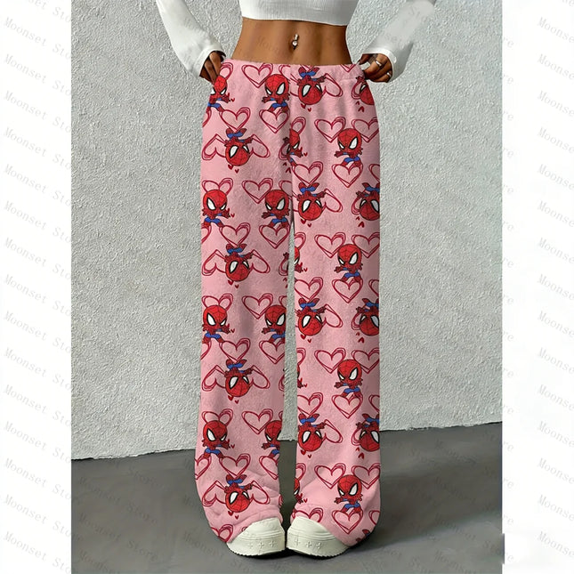 Autumn Winter Sleeping Pants Y2k Casual Batman Women Sleepwear Fashionable Flannel Sleeping Trousers Spider-Man can worn outside