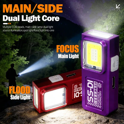 Mini Portable Rechargeable LED Torch Light, Waterproof Outdoor Work Pocket Flashlight with Clip Magnet Compact LED Flashlight