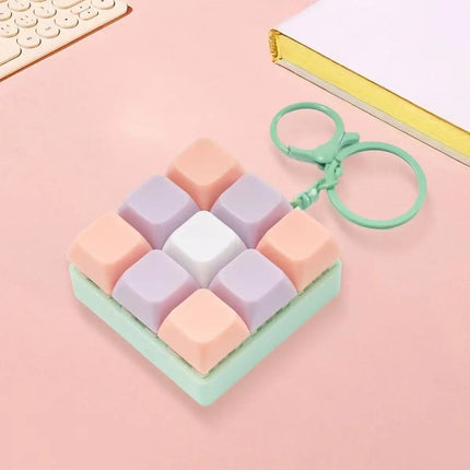 Clicky 9-Key Keyboard Keychain Pastel Fidget Key Ring Mechanical Switch Bag Charm for Gamers Office Desk Anxiety Relief Gift