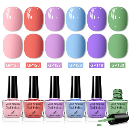 6pcs/set 8ml Water-Based Nail Polish Long Lasting Quick Drying No Lamp Cure Nail Supplies Vernis for Nails Manicure