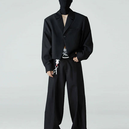 Mauroicardi Spring Autumn Long Loose Casual Baggy Flowy Soft Black Pleated Wide Leg Pants Men Luxury Designer Emo Clothing 2024