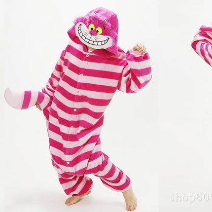 Alice In Wonderland Animation Cheshire Cat One-Piece Pajamas Parent-Child Costume Cosplay Party Costume Children Pajama