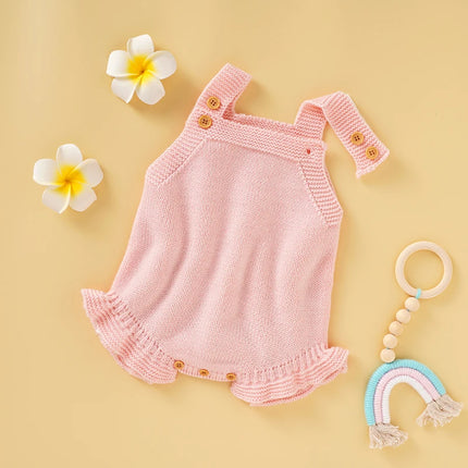 Baby Bodysuit Knitted Infant Girl Jumpsuit Sleeveless Tops Newborn Children Clothing 0-18M Overalls Fashion Solid Ruffles Romper