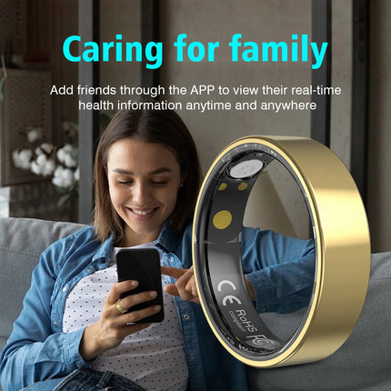 Health Check Waterproof Smart Ring Health Monitor Men & Women Health & Sleep Monitor Smart Rings Multi-sport Modes QRing APP