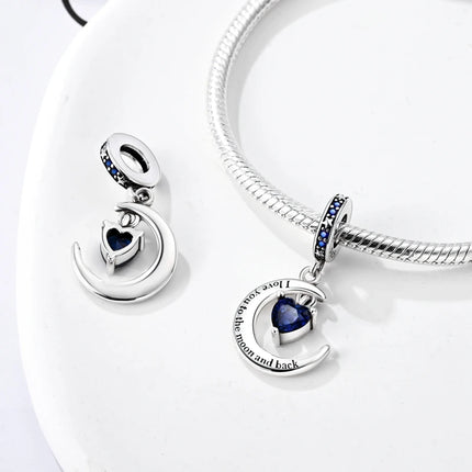 Original 925 Sterling Silver Charm Beads Love Heart Family Charms Pendant Fit Bracelet Charm Women DIY Jewelry Gift