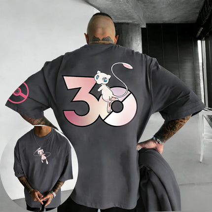 Pokemon  30th Anniversary Mew Co Branded T-shirt Summer Men's and Women's Loose Casual Hip Hop Versatile Short Sleeve Top