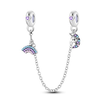 Sparkling Clear Silver Safety Chain 925 Sterling Silver Safety Chain Charm Beads Fit Original Bangle Bracelet DIY Jewelry