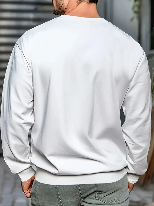 Men's autumn and winter fashionable casual loose smiling face graphic printed long sleeved round neck sweatshirt