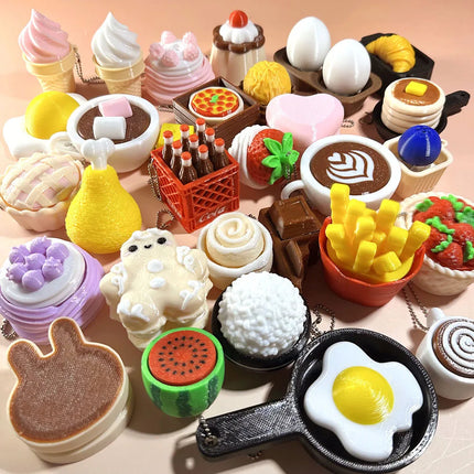 Calming Keychain Keys Finger Button Anti-stress Toys Funny Watermelon French Fries Ice Decompression Gifts for Children Adults
