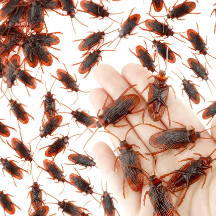 10pcs Prank Fake Roaches Model Simulation Rubber Cockroach Bug Toy Funny Trick Joke Toys Plastic Bugs Gift for Kids Creepy Decor