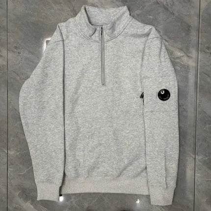 Half zip hoodie for men, long sleeved fleece hoodie, half high neck top, simple sporty style versatile top for autumn and winter