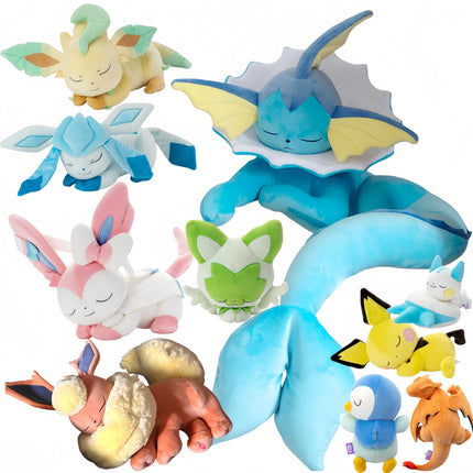 Sleeping PikachuPokemon Vaporeon Flareon PlushGengar Sprigatito Pachirisu Stuffed Doll Charizard Peluche Toy Hobbies Xmas Gift
