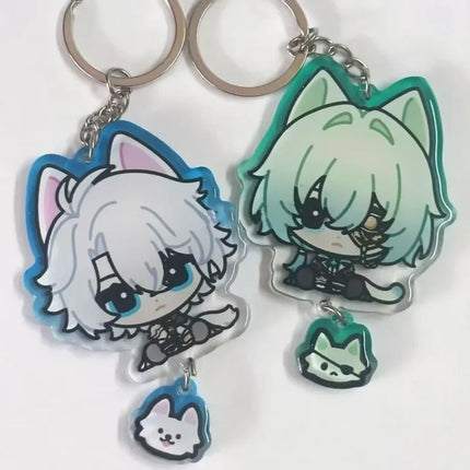 Honkai Star Rail Animals Ear Anime Keychain Phainon Acrylic Key Chains Anaxa Car Key Ring Women Bag Pendant Kawaii Ornament Gift