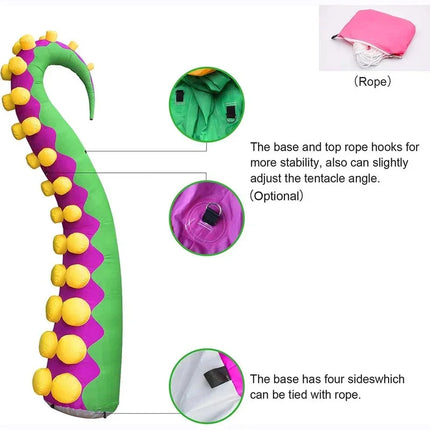Halloween Inflatable Octopus Tentacle Giant Purple Tentacle With Blower LED For Outdoor Events Commercial Stage Roof Party