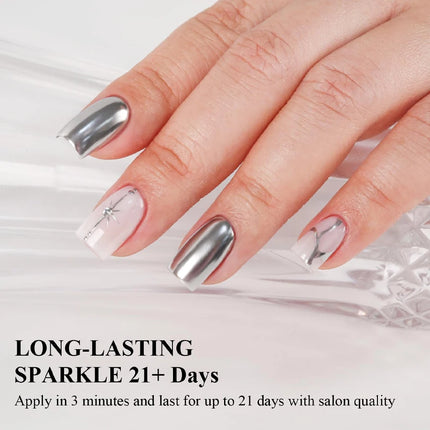 QAZIXU Metallic Silver Gel Nail Polish Painting Gel Polish Mirror Metal Effect UV LED Soak Off Semi Permanent Nail Art