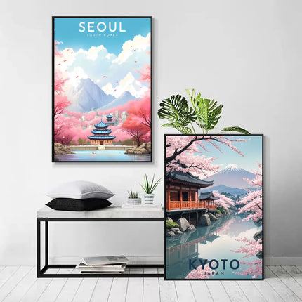1pc South Korea Travel Poster Self-adhesive Art Waterproof Paper Sticker Coffee House Bar Room Wall Decor