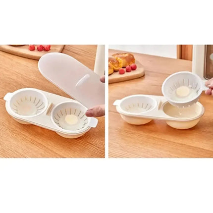 New Creative Egg Poacher Food Grade Pans Double Cup Egg Boiler Steam Microwave Oven Set Kitchen Cooking Tools kitchen tools