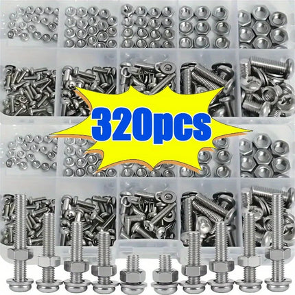 Hex Nuts and Bolt Set - 320 pieces/120 pieces, durable M2 - M5 metric size, universal hardware kit for DIY projects and repairs