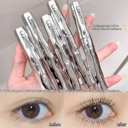 New 1Pc Silver Tube Mascara Natural Curled Mascara Lengthens Eyelashes No Smudging Water/Sweatproof Tubing Mascara Long Lasting