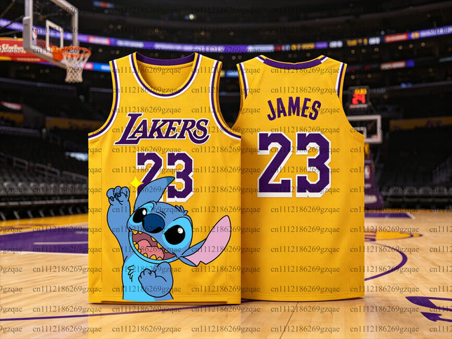 2026 Anime Stitch 3D Print Men Quick Dry Breathable Sports NO.23 T-Shirt, Kids Stitch Basketball Jersey Casual Outfit