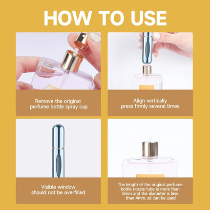 5ml Mini Portable Bottom-Filling Pump Perfume Bottle Sample Perfume Refillable Spray Bottle Empty Cosmetic Containers Set
