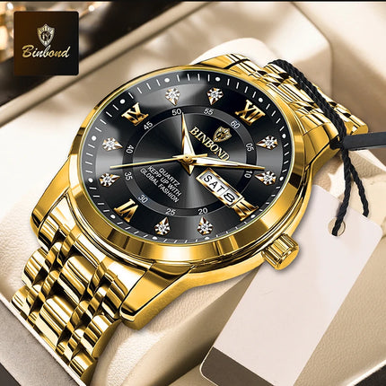 BINBOND Hot New Luxury Fashion Men's Watch Waterproof Luminous Week Date Sport Watch Men's Business Quartz Watch Relogio Masculino