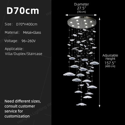 Duplex Loft Glass Ceiling Hanging Lamp Stair Chandelier Nordic Minimalist Long Staircase Chandelier Pendant Light Lighting