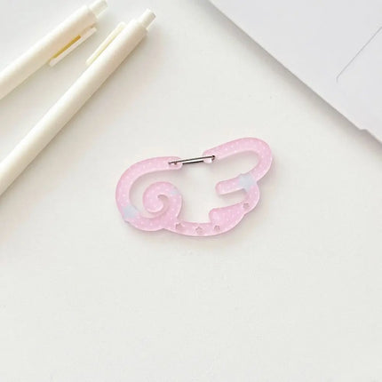 New Wings Shape Carabiner Acrylic Multipurpose Card Holder Keychain Candy Color Keyring Hook